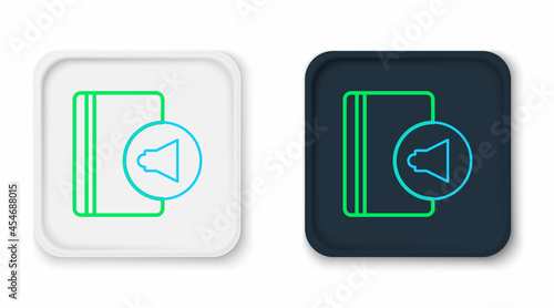 Line Audio book icon isolated on white background. Book with headphones. Audio guide sign. Online learning concept. Colorful outline concept. Vector