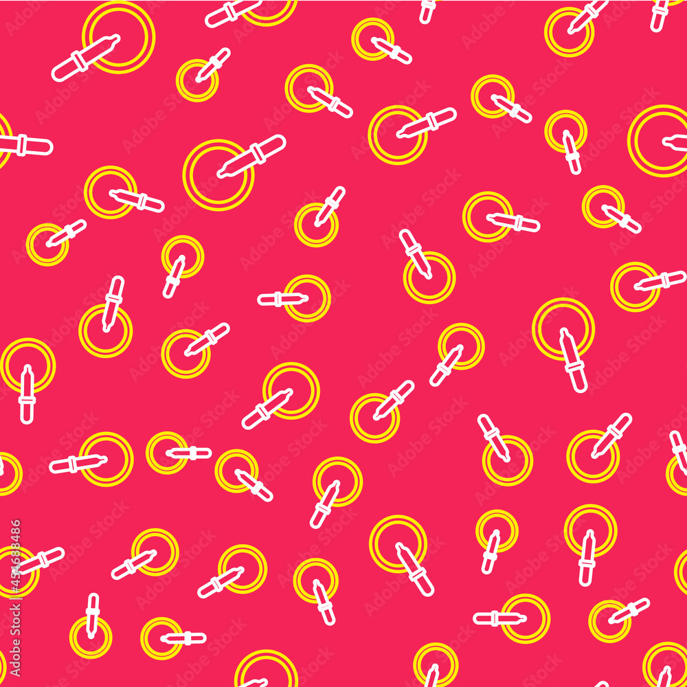 Line Petri dish with pipette icon isolated seamless pattern on red background. Vector Line Petri dish with pipette icon isolated seamless pattern on red background. Vector