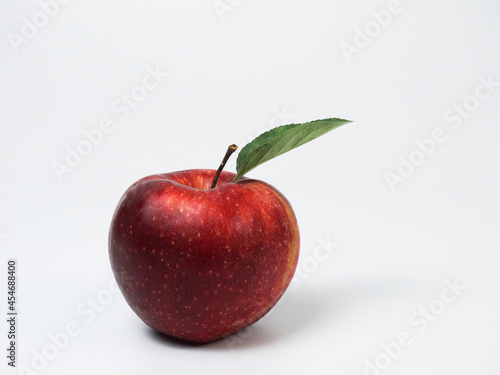 Red apple isolated on the white background Layout with free copy text space
