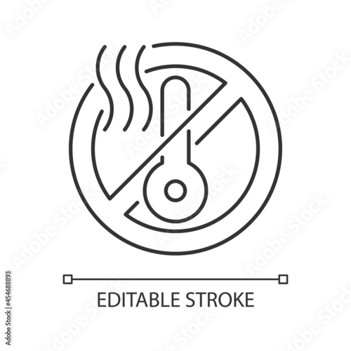 Do not use when it is hot linear manual label icon. Thin line customizable illustration. Contour symbol. Vector isolated outline drawing for product use instructions. Editable stroke