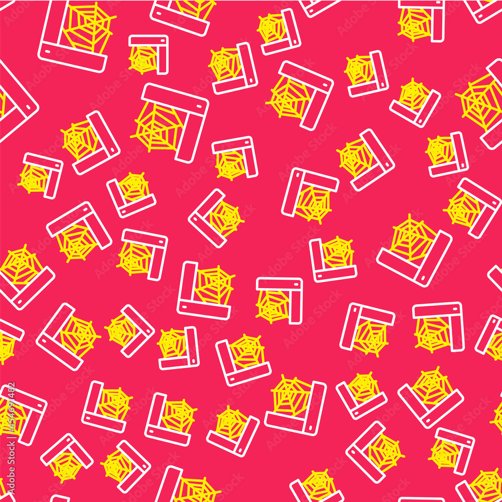 Line Spider web icon isolated seamless pattern on red background. Cobweb sign. Happy Halloween party. Vector Line Spider web icon isolated seamless pattern on red background. Cobweb sign. Happy Halloween party. Vector