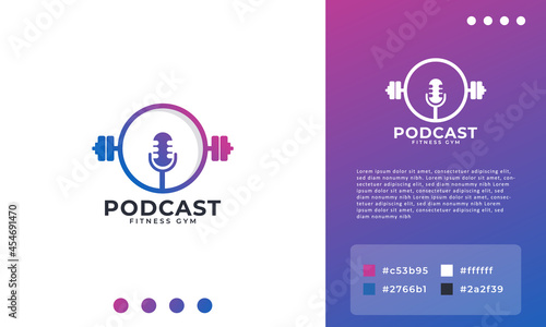 Fitness Podcast Icon Logo Design Template Element