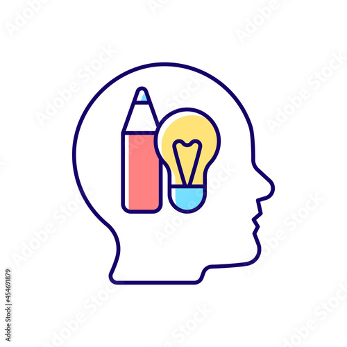 Creative motivation RGB color icon. Express oneself. Innovative and productive employees. Intrinsic desire. Motivation at work. Isolated vector illustration. Simple filled line drawing