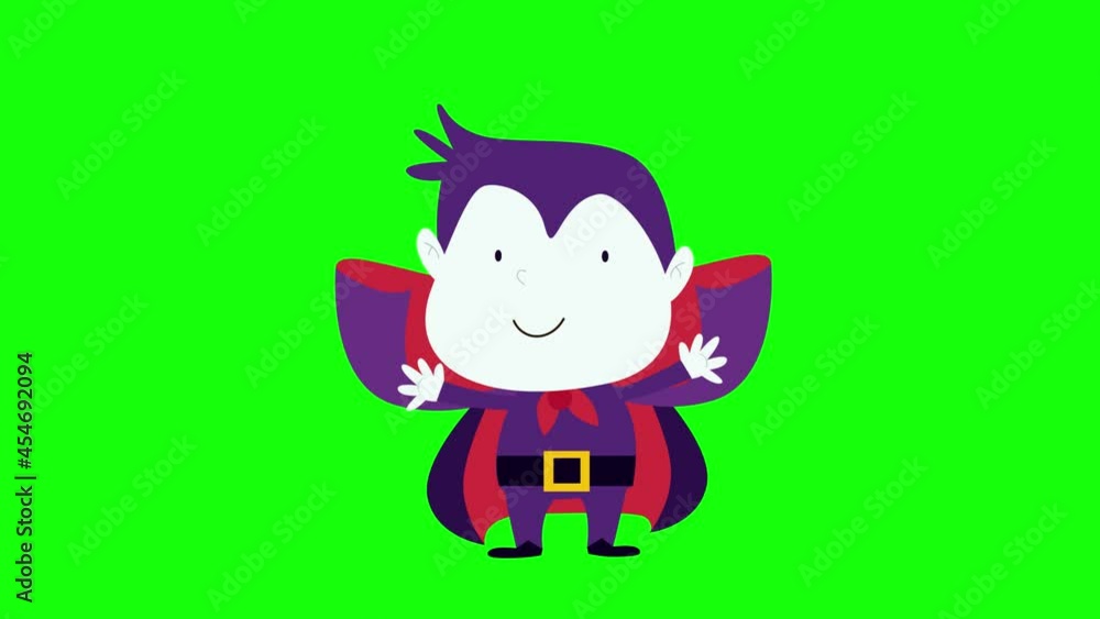 Cute vampire dancing over green screen background Cute vampire dancing over green screen background