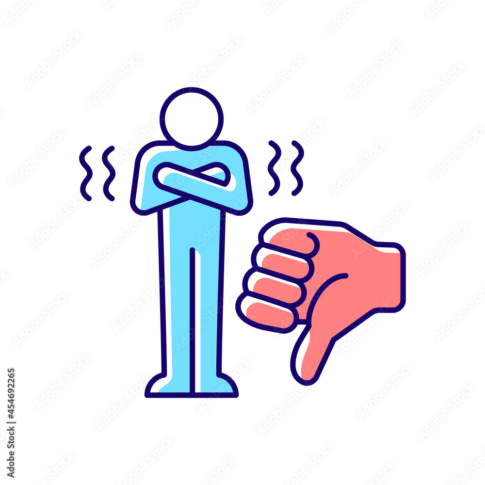 Criticism RGB color icon. Constructive criticism motivates people. Force that encourages to do something. Negative feedback. Isolated vector illustration. Simple filled line drawing Criticism RGB color icon. Constructive criticism motivates people. Force that encourages to do something. Negative feedback. Isolated vector illustration. Simple filled line drawing