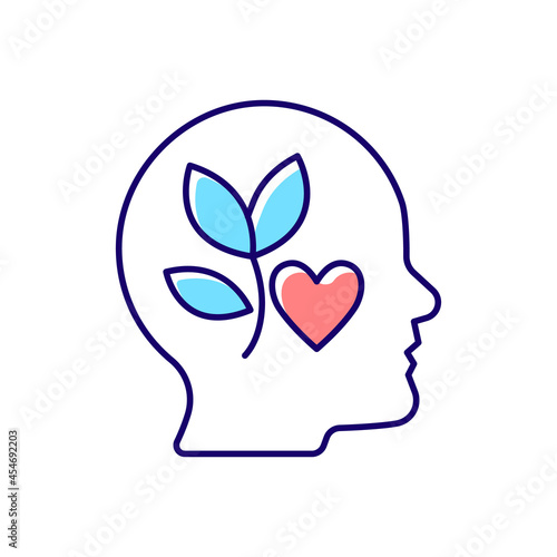 Intrinsic motivation RGB color icon. Inner desire to do something. Individual interest. Satisfaction and enjoyment are rewards. Isolated vector illustration. Simple filled line drawing