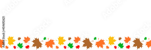 Seamless horizontal Pattern of Colorful Maple Leafs on white background