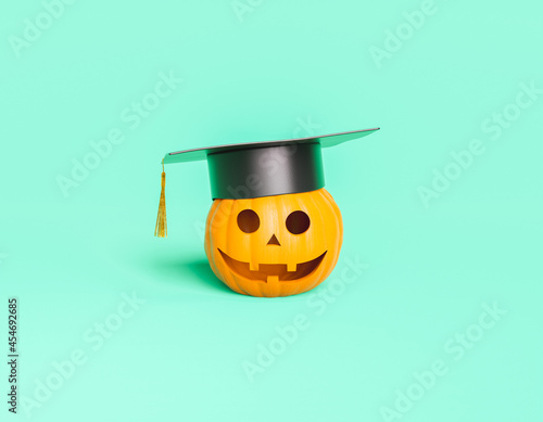 Halloween pumpkin with graduation hat