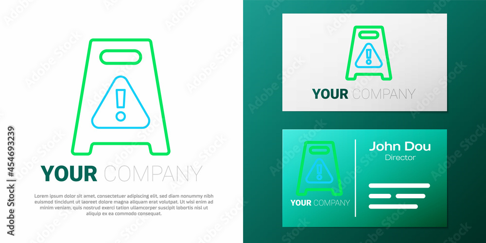 Line Wet floor and cleaning in progress icon isolated on white background. Cleaning service concept. Colorful outline concept. Vector Line Wet floor and cleaning in progress icon isolated on white background. Cleaning service concept. Colorful outline concept. Vector
