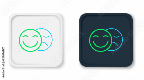 Line Comedy and tragedy theatrical masks icon isolated on white background. Colorful outline concept. Vector