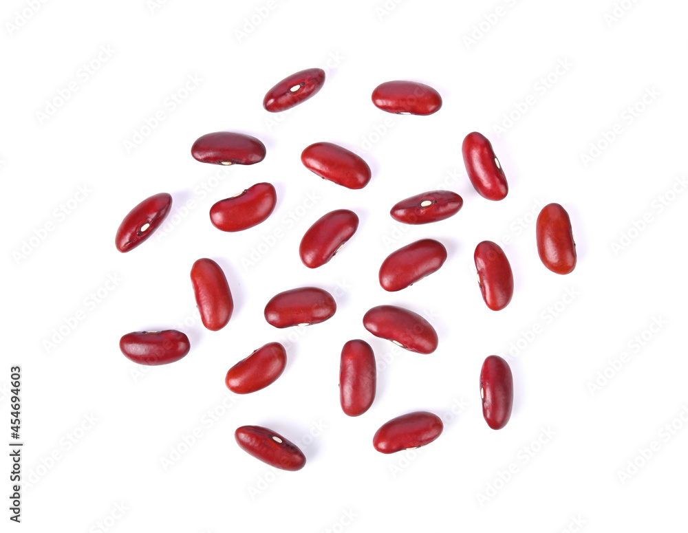 Red kidney beans isolated on white . Top view Red kidney beans isolated on white . Top view