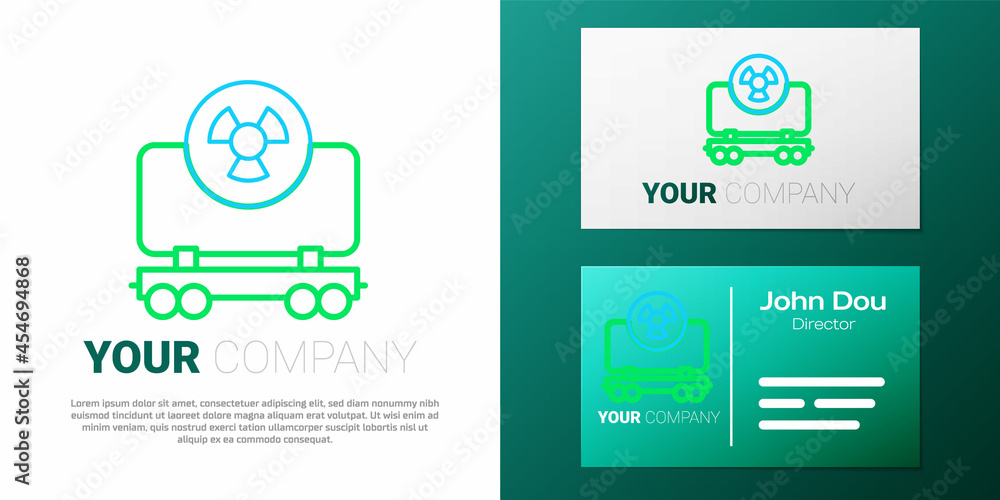Line Radioactive cargo train wagon icon isolated on white background. Freight car. Railroad transportation. Colorful outline concept. Vector Line Radioactive cargo train wagon icon isolated on white background. Freight car. Railroad transportation. Colorful outline concept. Vector