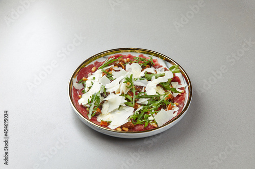 Beef Carpaccio with Rocket and Parmesan Cheese