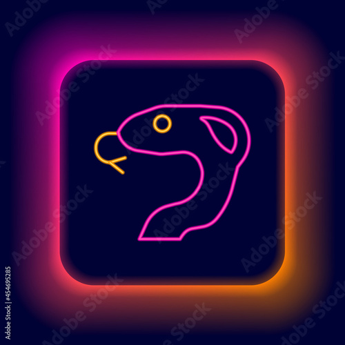 Glowing neon line Snake icon isolated on black background. Colorful outline concept. Vector
