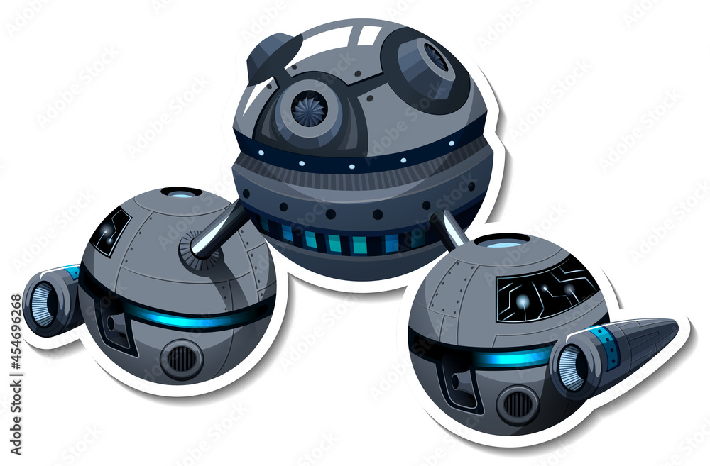 A sticker template with UFO or Space Station isolated A sticker template with UFO or Space Station isolated