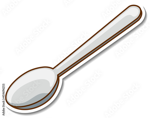Sticker spoon kitchenware on white background