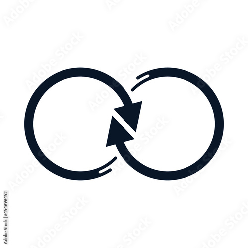 Two arrows in a circle. Relationship, tandem concept. Vector icon isolated on white background. 