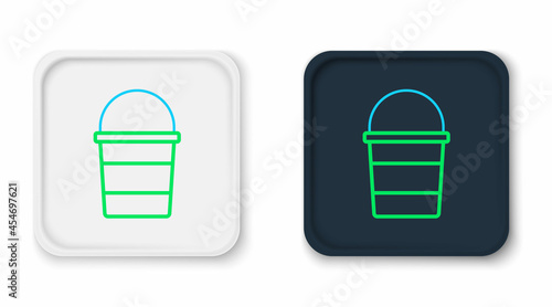 Line Fire bucket icon isolated on white background. Metal bucket empty or with water for fire fighting. Colorful outline concept. Vector