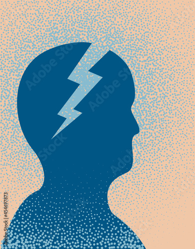 Person in shock. Vector illustrationAn illustration of a person in shock as illustrated by a lightning bolt through their head. Vector illustration. photo