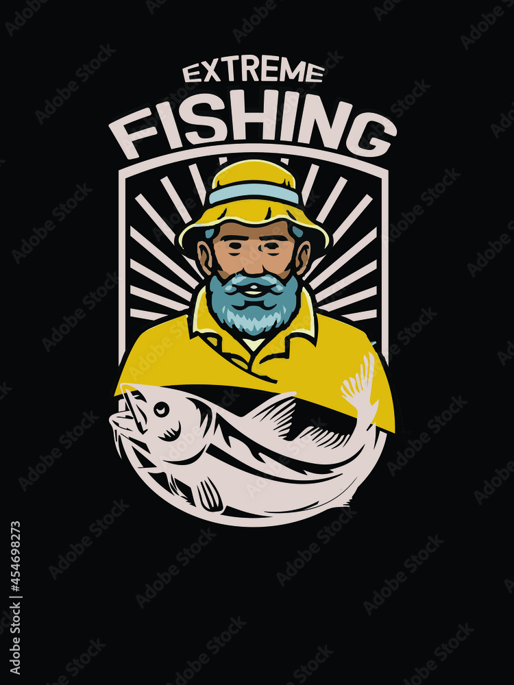 A brave man, whose profession is fishing.FISHING TSHIRT.