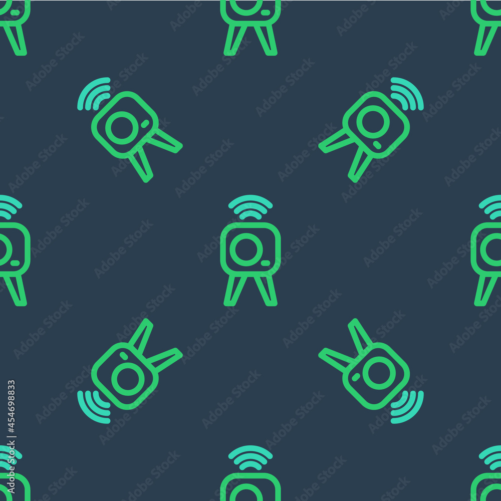 Line Web camera icon isolated seamless pattern on blue background. Chat camera. Webcam icon. Vector Line Web camera icon isolated seamless pattern on blue background. Chat camera. Webcam icon. Vector