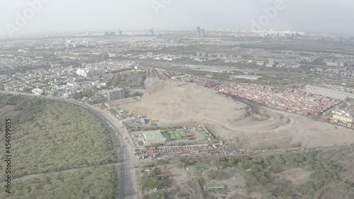 An Aerial Shot of work going on at Garbage Collection area at New Delhi,India
 photo