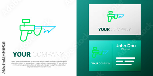 Line Fishing harpoon icon isolated on white background. Fishery manufacturers for catching fish under water. Diving underwater equipment. Colorful outline concept. Vector