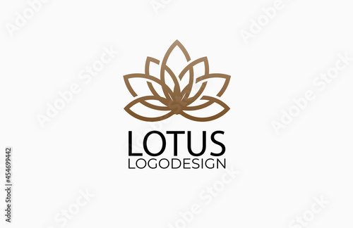 Lotus logo. gold Line art  elegant  luxury design template element © Jerry