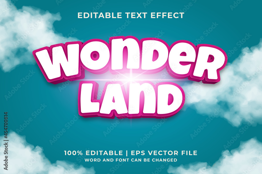 Fototapeta premium Editable text effect - Wonderland style template premium vector