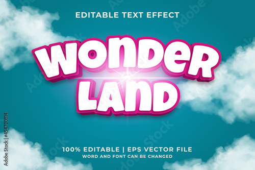 Editable text effect - Wonderland style template premium vector
