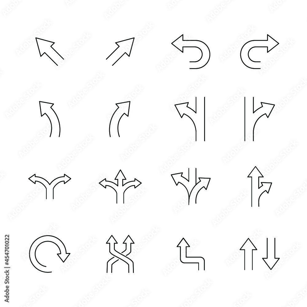 Direction icons set. Direction pack symbol vector elements for infographic web