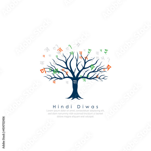 Indian Hindi Diwas, on Hindi alphabets or words.
