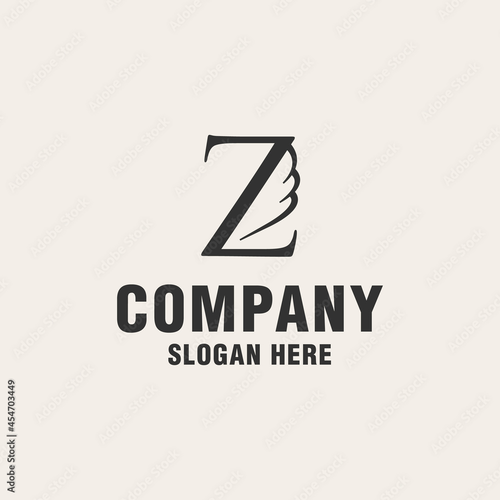 Letter Z with wings logo template on monogram style Letter Z with wings logo template on monogram style