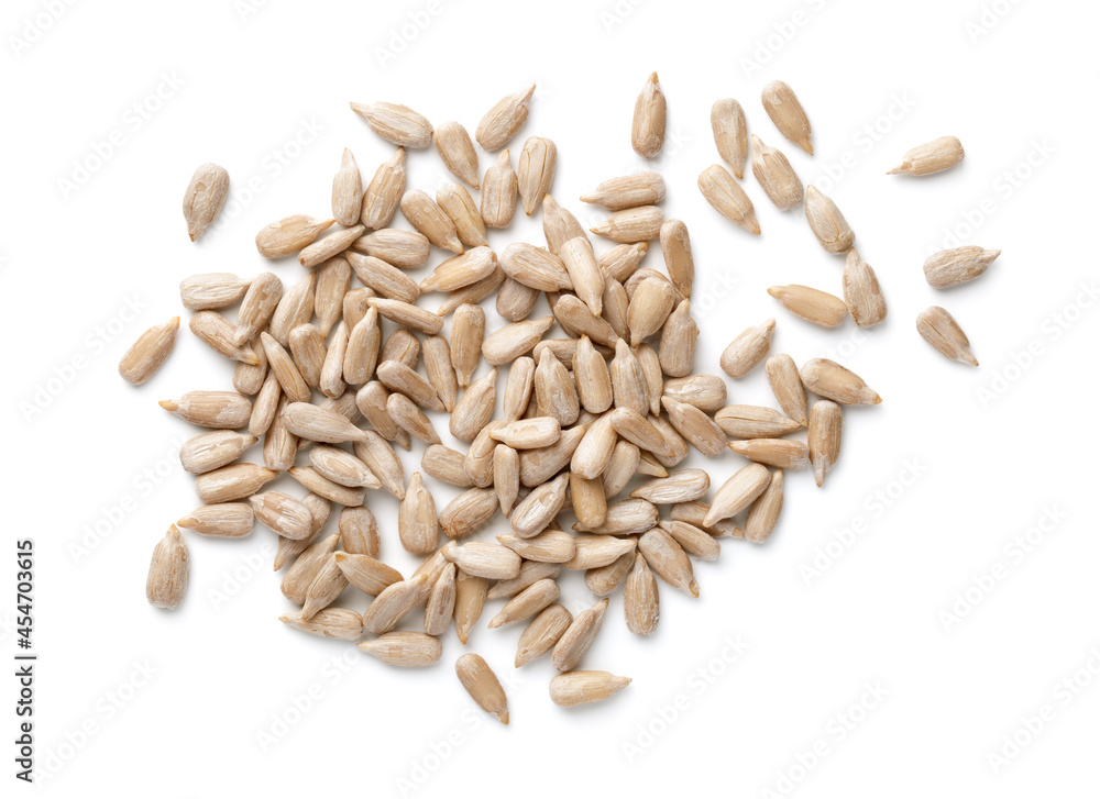 Peeled Sunflower Seeds Isolated On White Background Peeled Sunflower Seeds Isolated On White Background