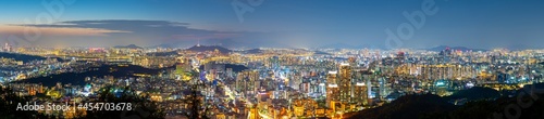 Canvas Print Aerial view of Seoul south Korea at night