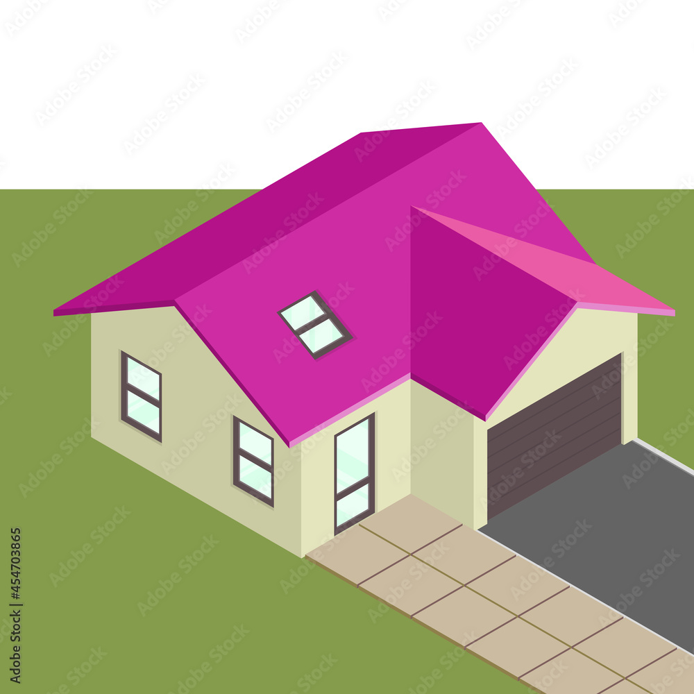 Isometric city house sign, point markers background, isometry drawing home, 3D simple city house navigation, flat paper city map house Isometric city house sign, point markers background, isometry drawing home, 3D simple city house navigation, flat paper city map house