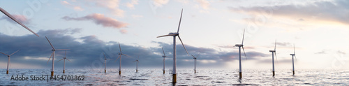 Wallpaper Mural Wind Turbines. Offshore Wind Farm at Dusk. Clean Power Concept. Torontodigital.ca
