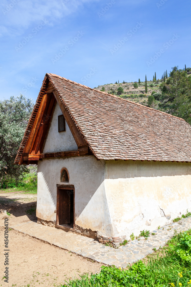 Panagia tou Moutoulla (Our Lady of Moutoulla) built in 1279-80 the oldest Troodos Mountains painted church in Cyprus which is a popular tourist holiday travel destination landmark, stock photo Panagia tou Moutoulla (Our Lady of Moutoulla) built in 1279-80 the oldest Troodos Mountains painted church in Cyprus which is a popular tourist holiday travel destination landmark, stock photo