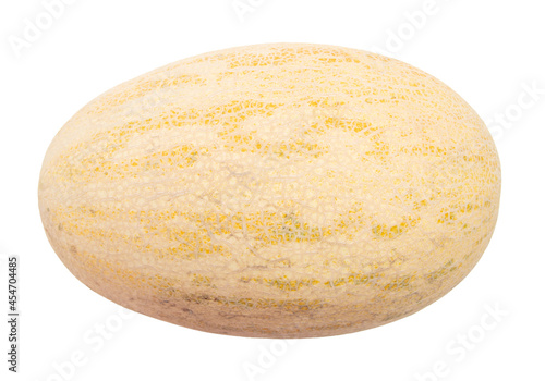 Ripe yellow melon isolated on a white background.