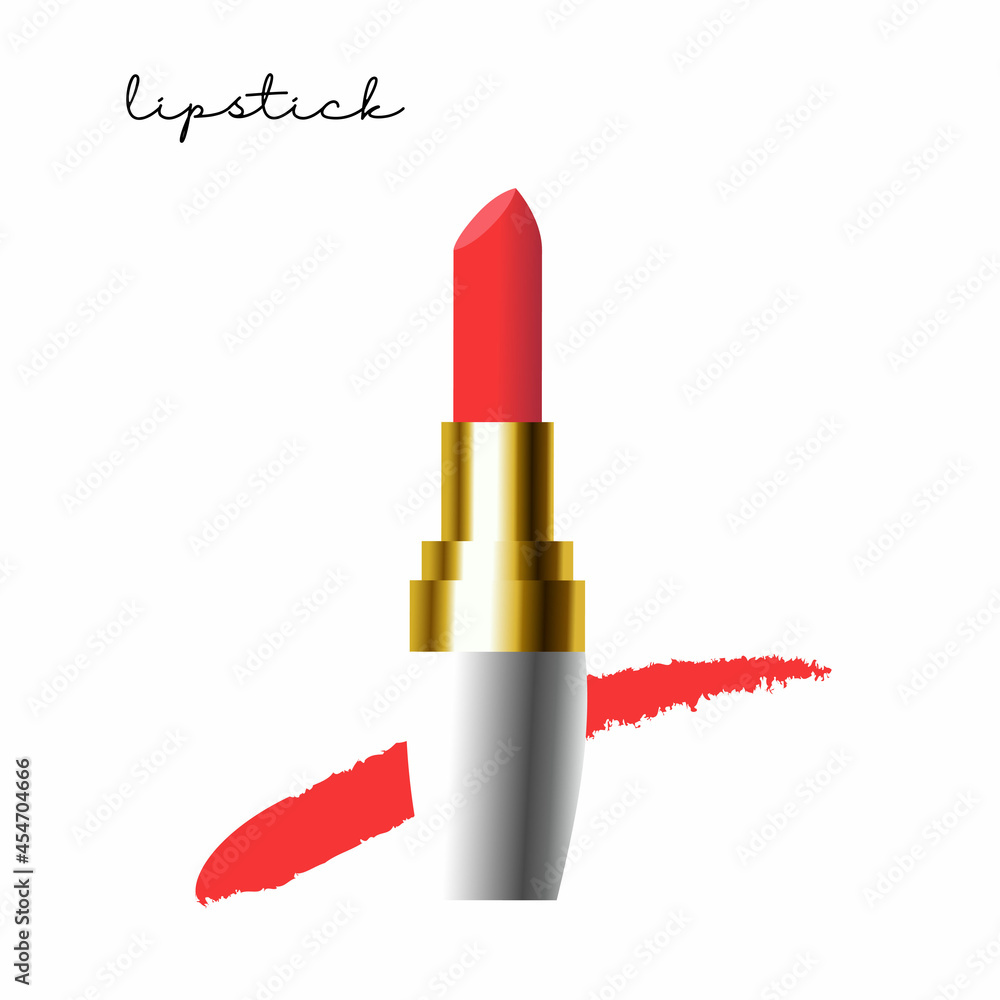 lipstick in a gold case on a white background lipstick in a gold case on a white background