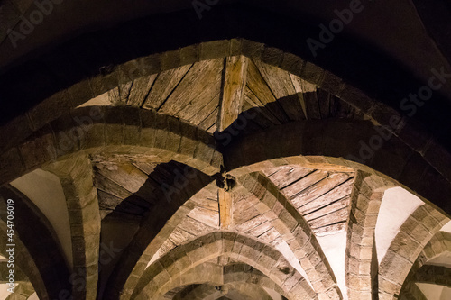 Gothic-Romanesque crypt in St. Procopius Basilica Trebic, Czechia