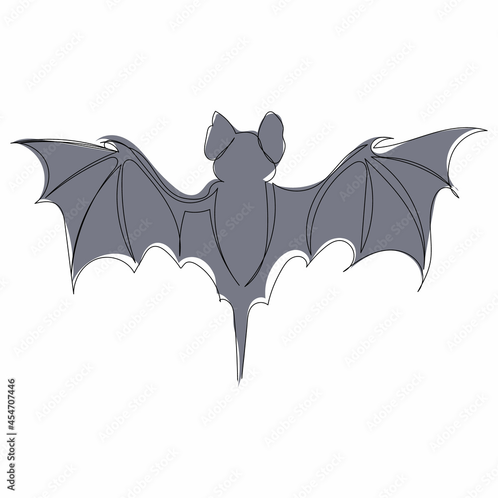 vector, isolated picture, continuous line drawing of a bat Stock Vector ...