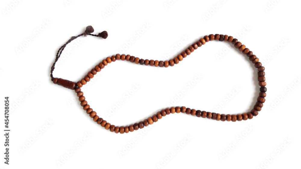 Muslims Wooden Tasbih Isolated on White Background. Muslims Wooden Tasbih Isolated on White Background.