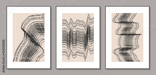 Set of trendy abstract creative minimalist artistic hand drawn art compositions