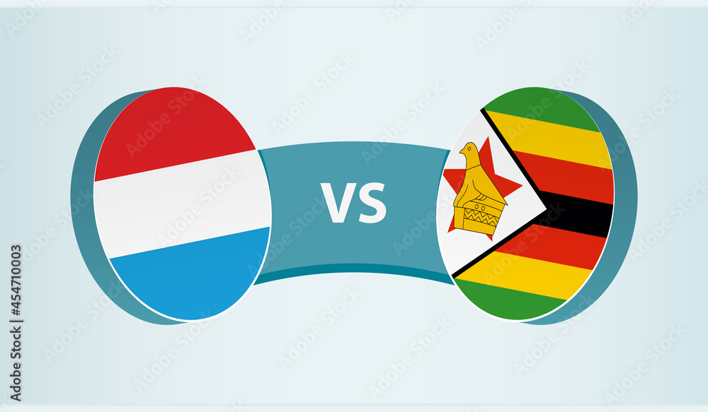 Luxembourg versus Zimbabwe, team sports competition concept.