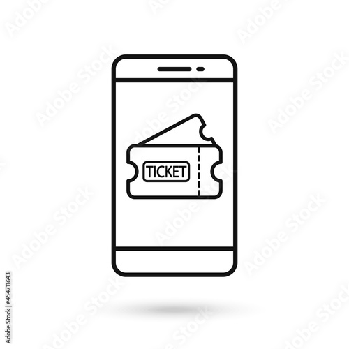 Mobile phone with Tickets flat design icon.