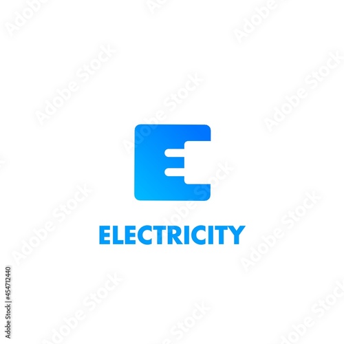 Electricity logo design in square shape, electricity plug icon template, graphic element