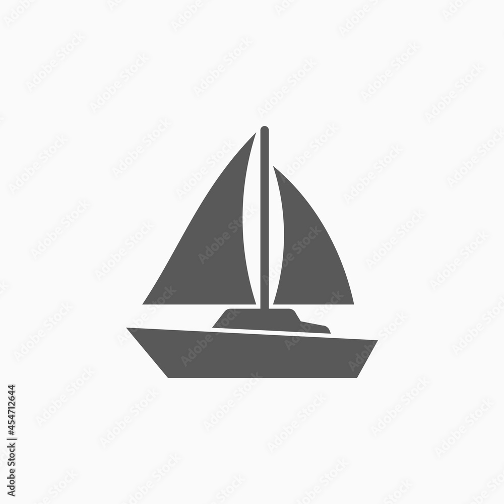 sailboat icon, vehicle vector, transport illustration