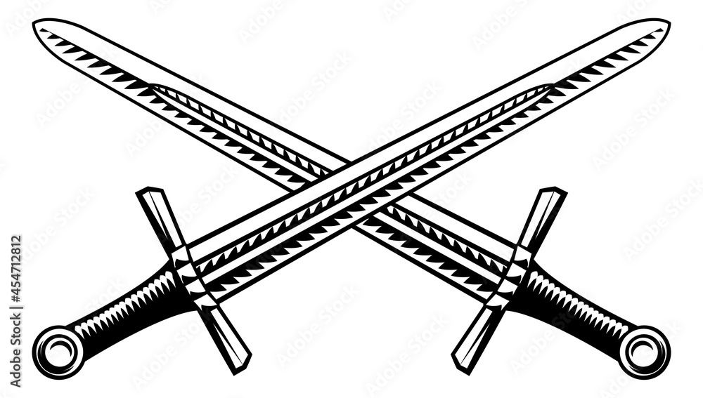 Hand Drawn Crossed Swords Vector Stock Vector (Royalty Free) 668673559