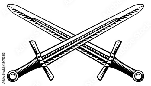 Crossed Swords Vintage Engraved Etching Woodcut